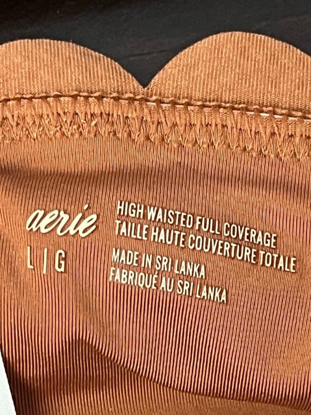 Aerie High Waisted Bikini Bottom Scalloped Edge Rust Orange Large - Picture 7 of 7